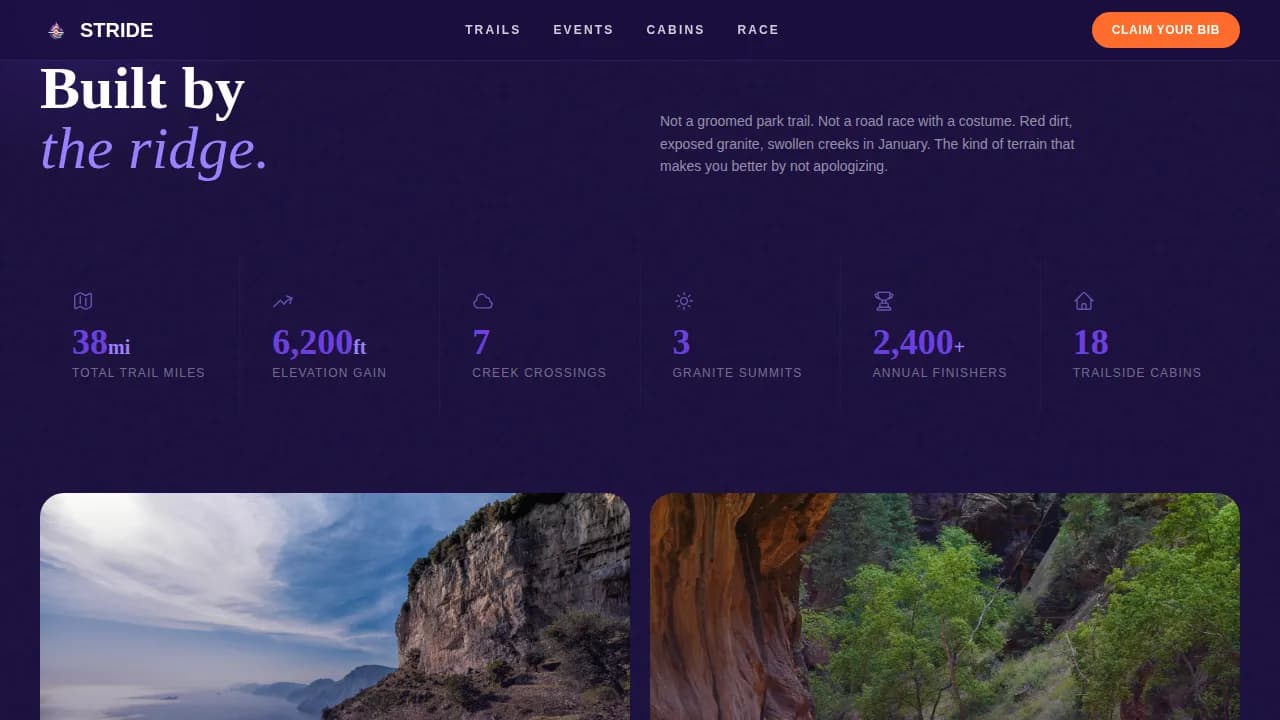 Stride — Premium Marathon Training Landing Page Template