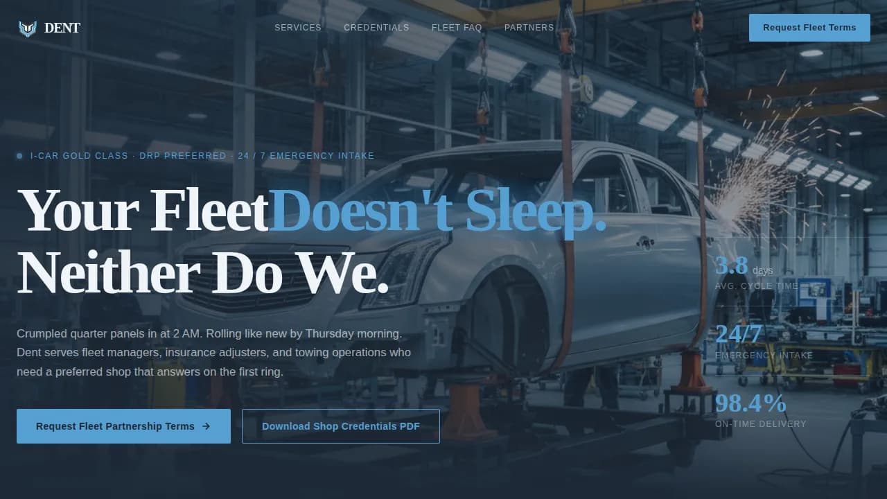 Rapid — Round-The-Clock Fleet Collision Landing Page Template