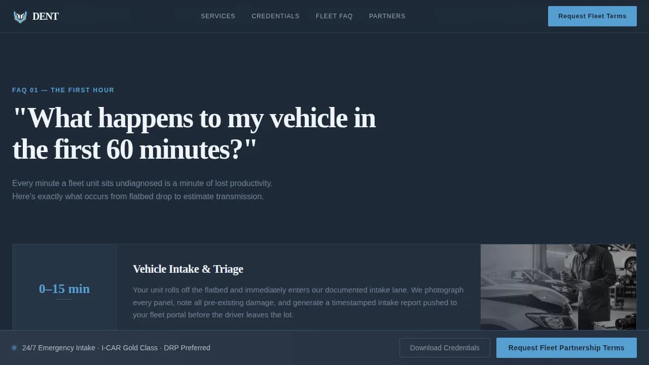 Rapid — Round-The-Clock Fleet Collision Landing Page Template