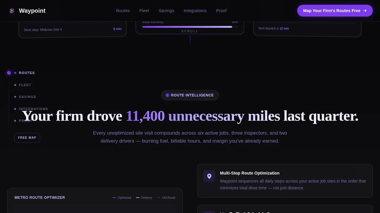Waypoint - Intelligent Route Optimization Landing Page Template
