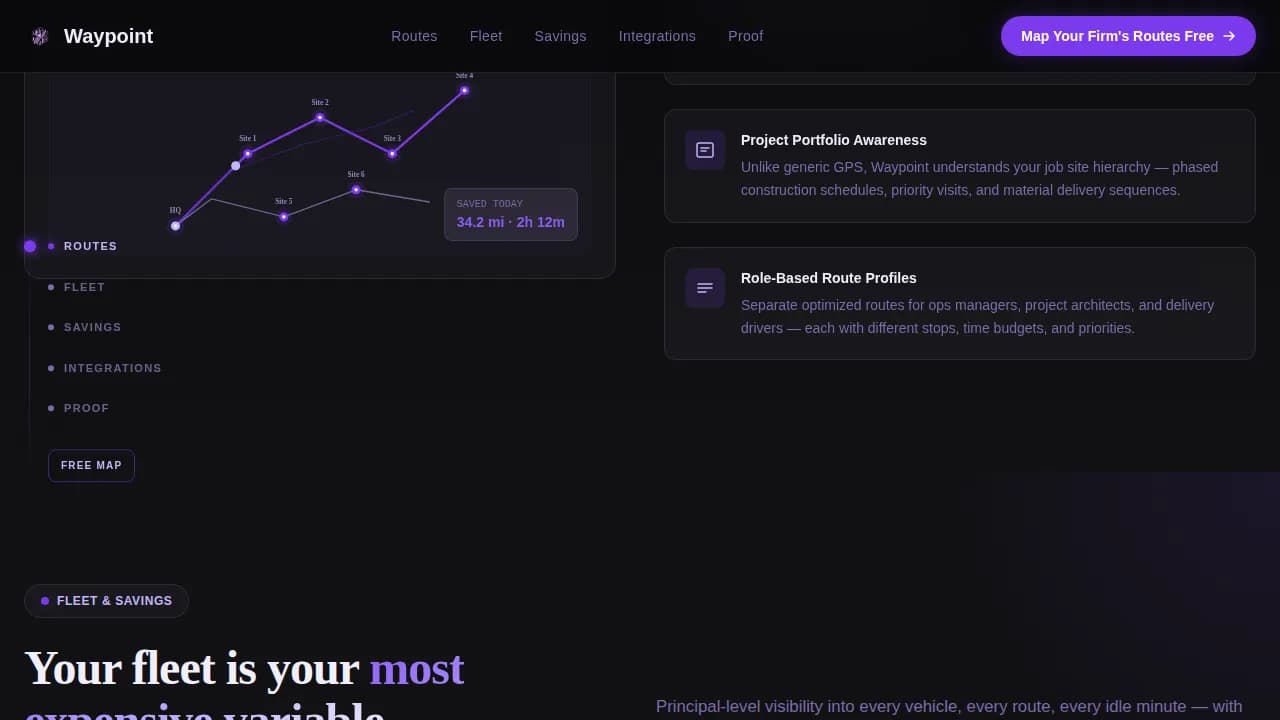 Waypoint - Intelligent Route Optimization Landing Page Template