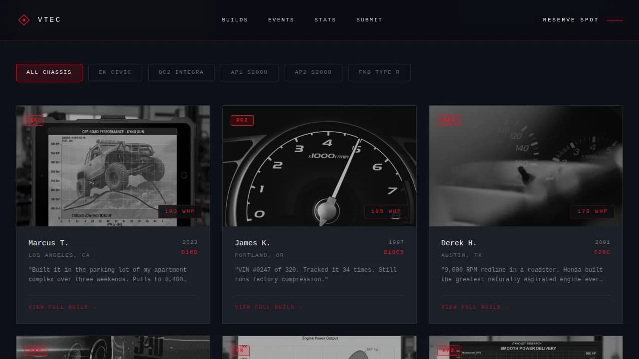 Revved — Elite Automotive Enthusiast Landing Page Template