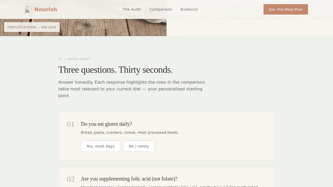 Vitality — Proven Fertility Nutrition Landing Page Template