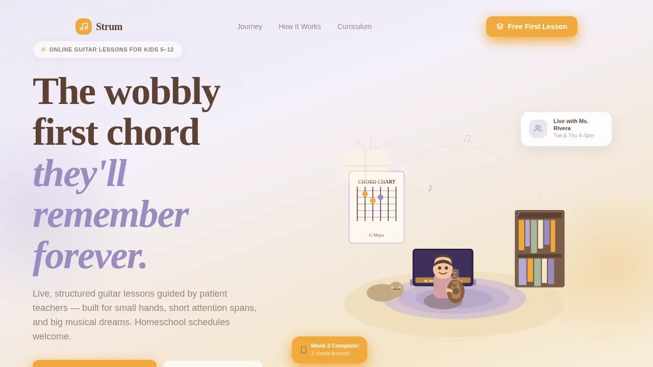 Melody — Nurturing Youth Guitar Instruction Landing Page Template