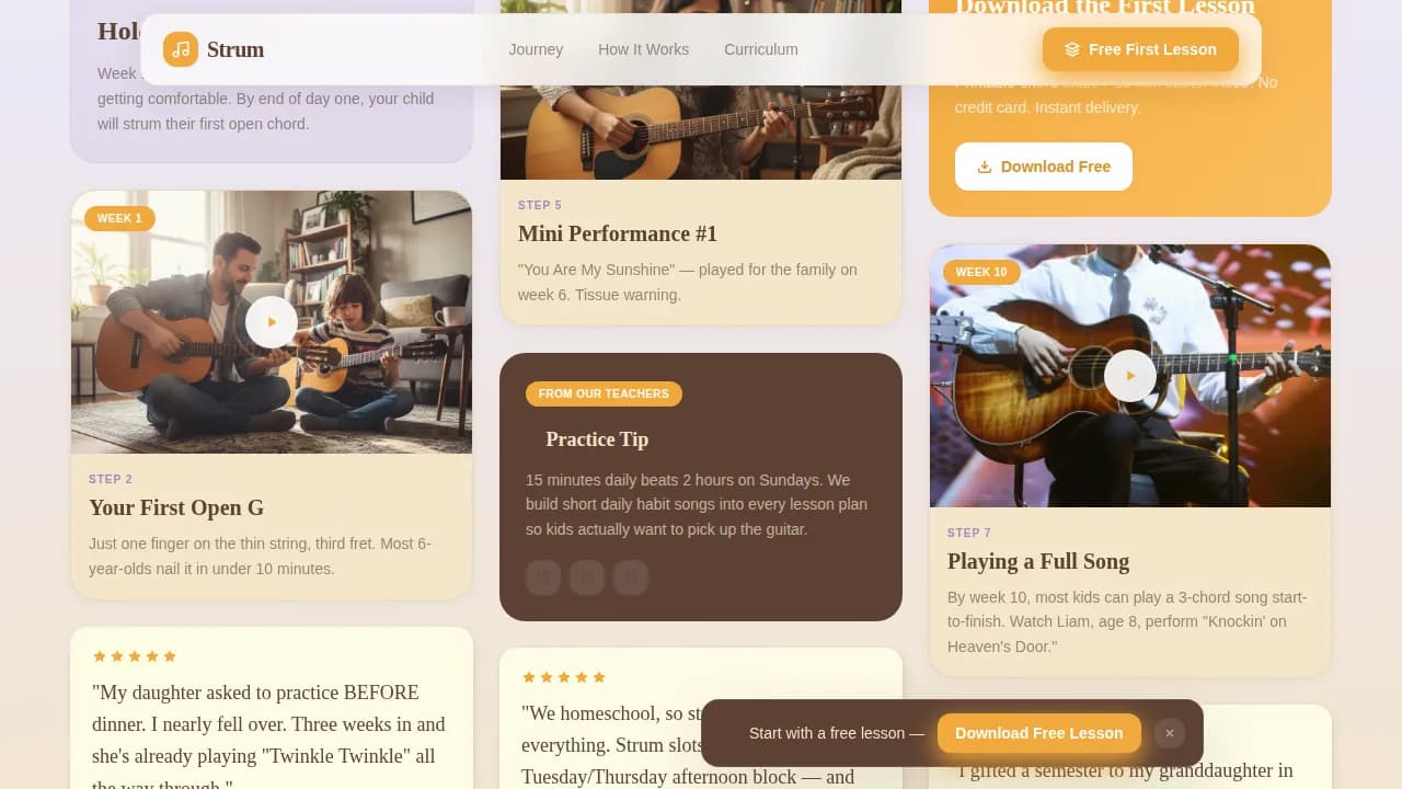 Melody — Nurturing Youth Guitar Instruction Landing Page Template