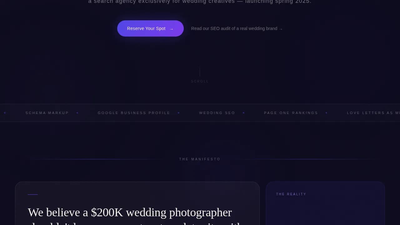 Vows — Precision Wedding Marketing Landing Page Template