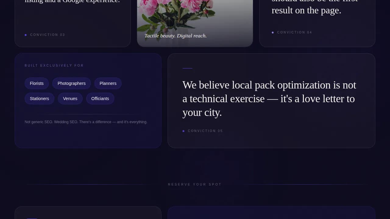 Vows — Precision Wedding Marketing Landing Page Template