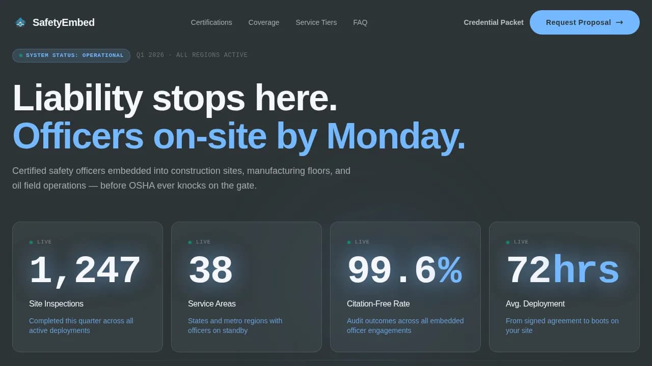 Protect — Elite Occupational Safety Landing Page Template