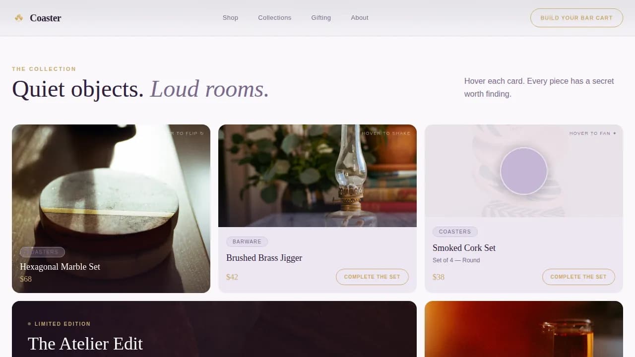 Coasters & Barware Store Professional Website Template