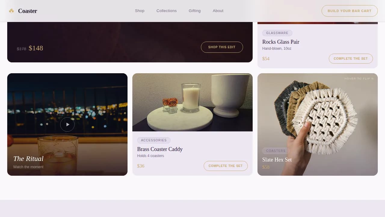 Coasters & Barware Store Professional Website Template