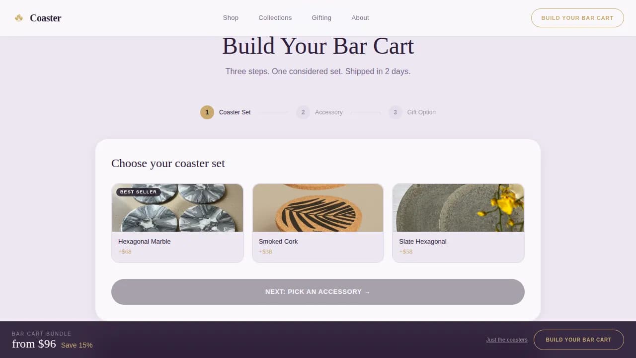 Coasters & Barware Store Professional Website Template