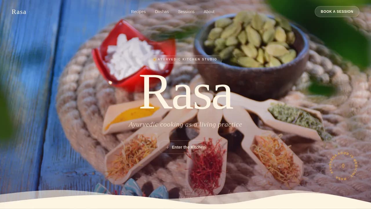 Rasa — Authentic Ayurvedic Wellness Landing Page Template