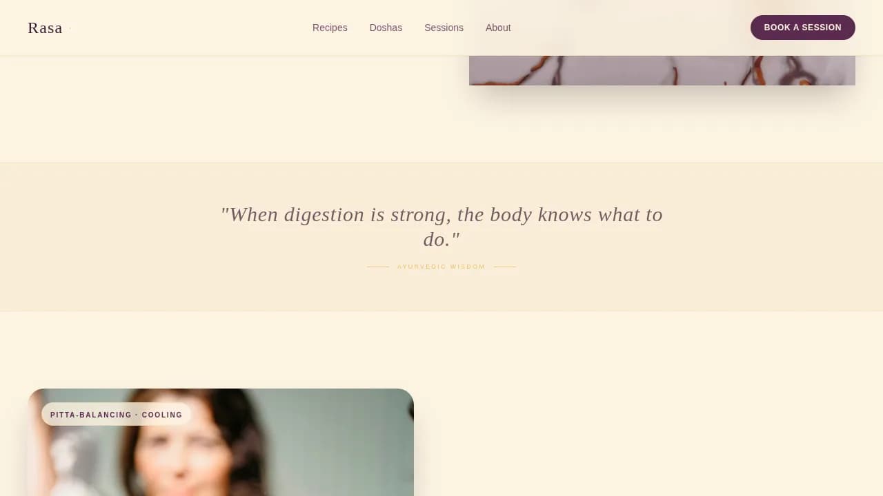 Rasa — Authentic Ayurvedic Wellness Landing Page Template