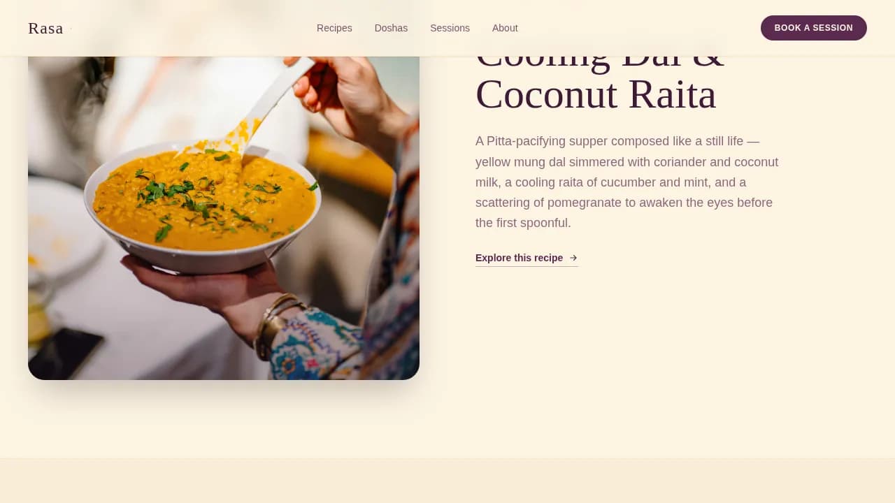 Rasa — Authentic Ayurvedic Wellness Landing Page Template
