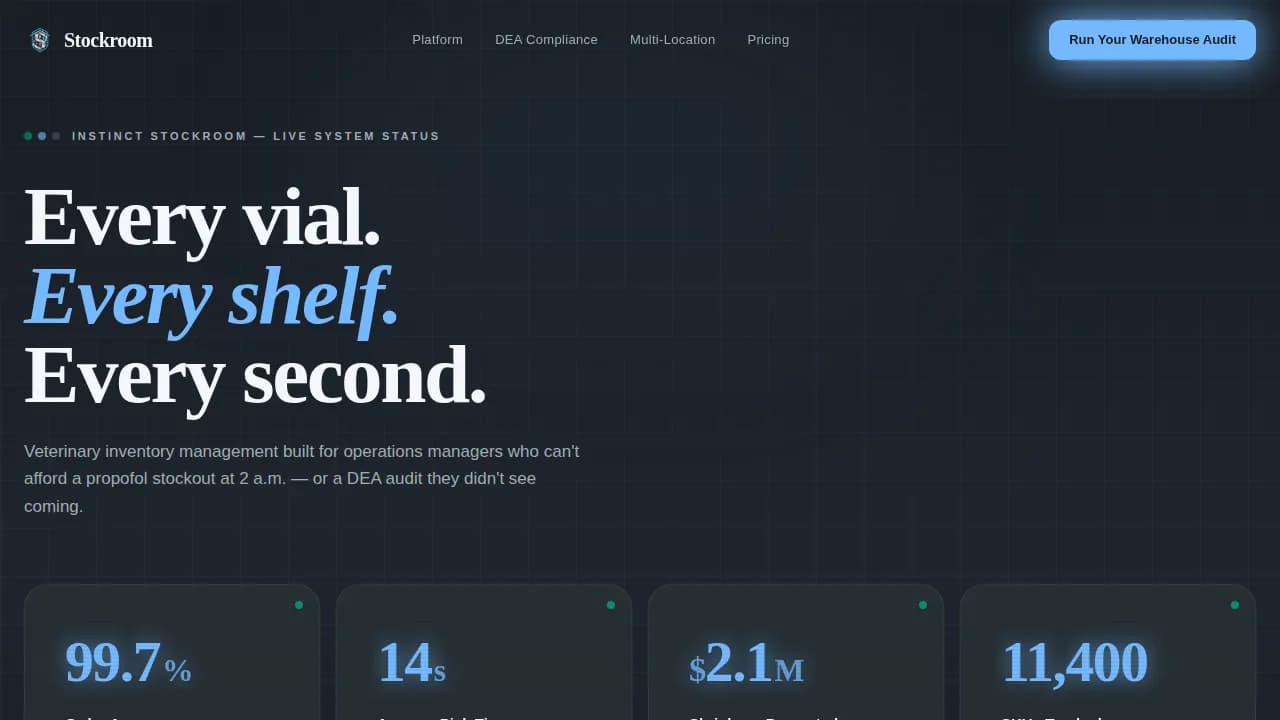 Inventory — Intelligent Veterinary Logistics Landing Page Template