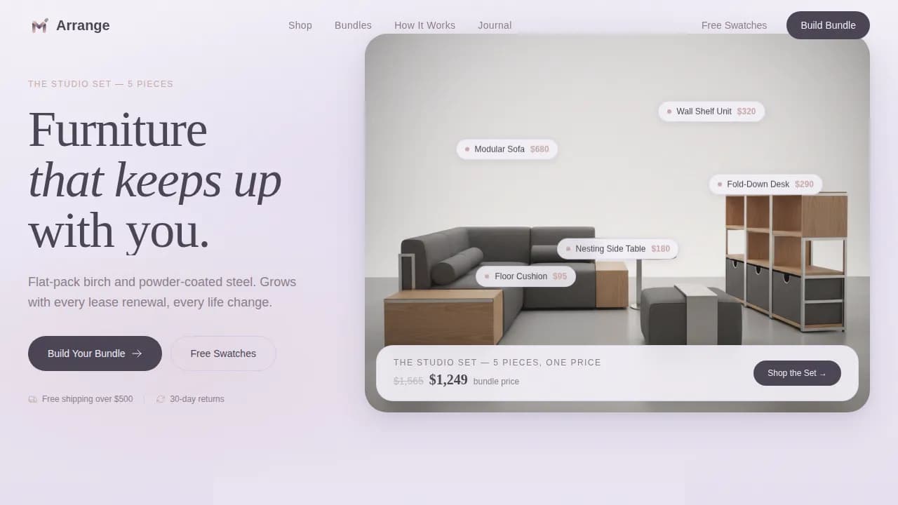 Assemble — Flexible Furniture Customization Landing Page Template