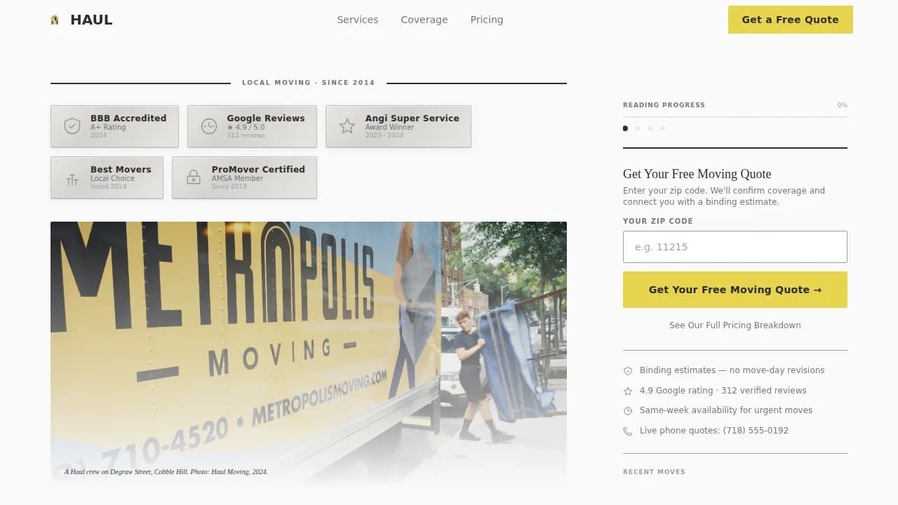 Transit — Premium Moving Services Landing Page Template