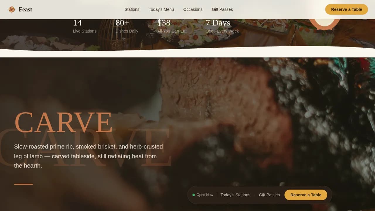 Savory — Unlimited Buffet Experience Landing Page Template