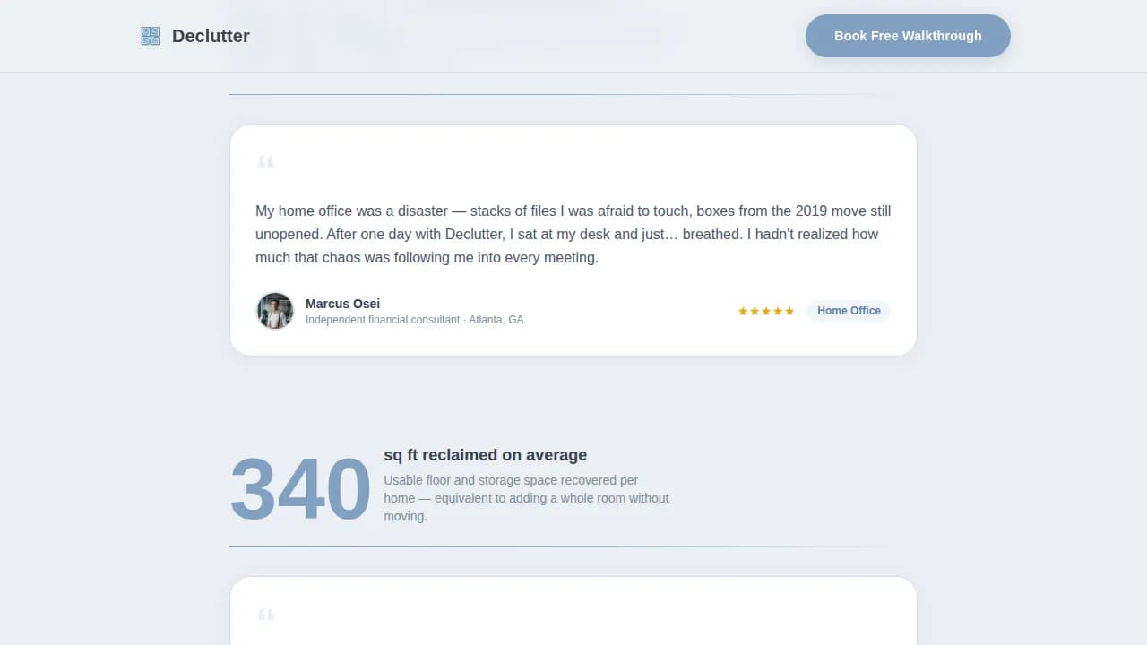 Professional Organizer Booking Website Template
