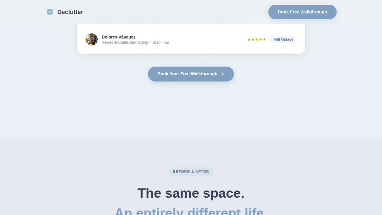 Professional Organizer Booking Website Template