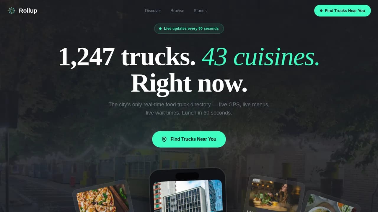 Discover — Live Street Food Directory Landing Page Template