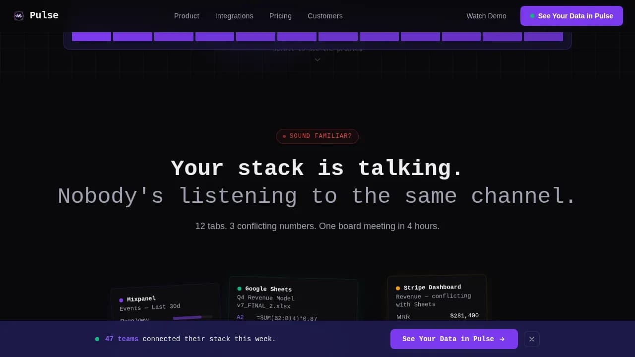 Pulse - Real-Time Analytics BI Dashboard Landing Page Template