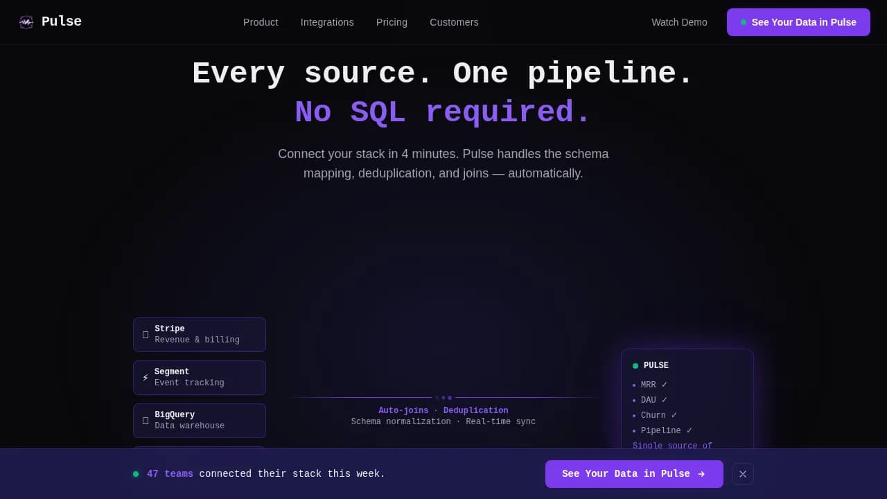 Pulse - Real-Time Analytics BI Dashboard Landing Page Template