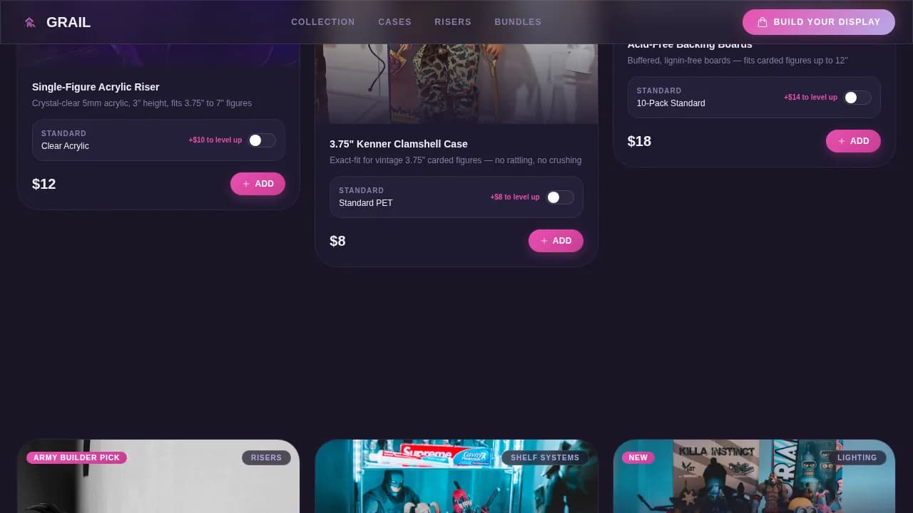 Grail — Vintage Enthusiast Marketplace Landing Page Template