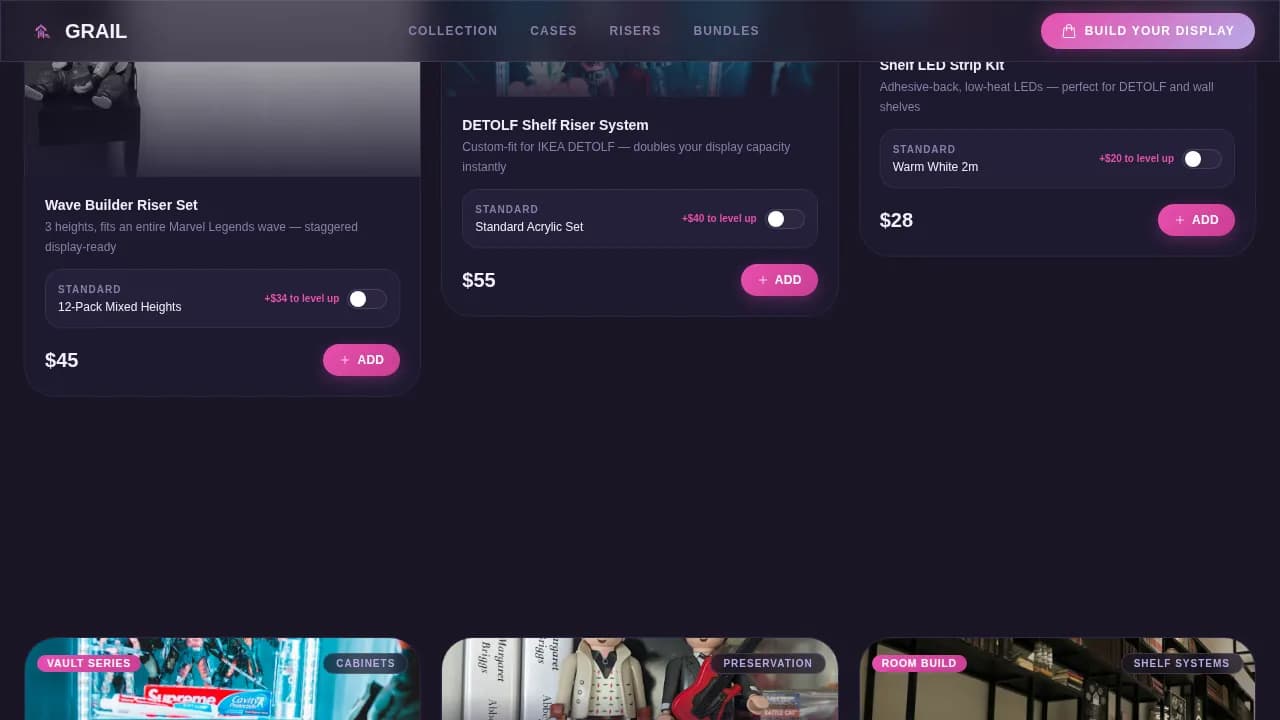 Grail — Vintage Enthusiast Marketplace Landing Page Template