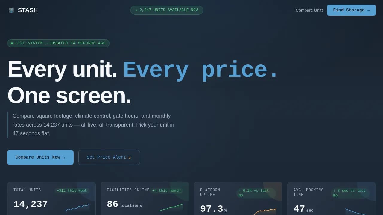 Stash — Instant Storage Marketplace Landing Page Template