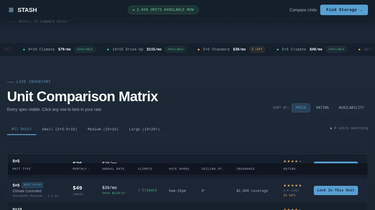 Stash — Instant Storage Marketplace Landing Page Template