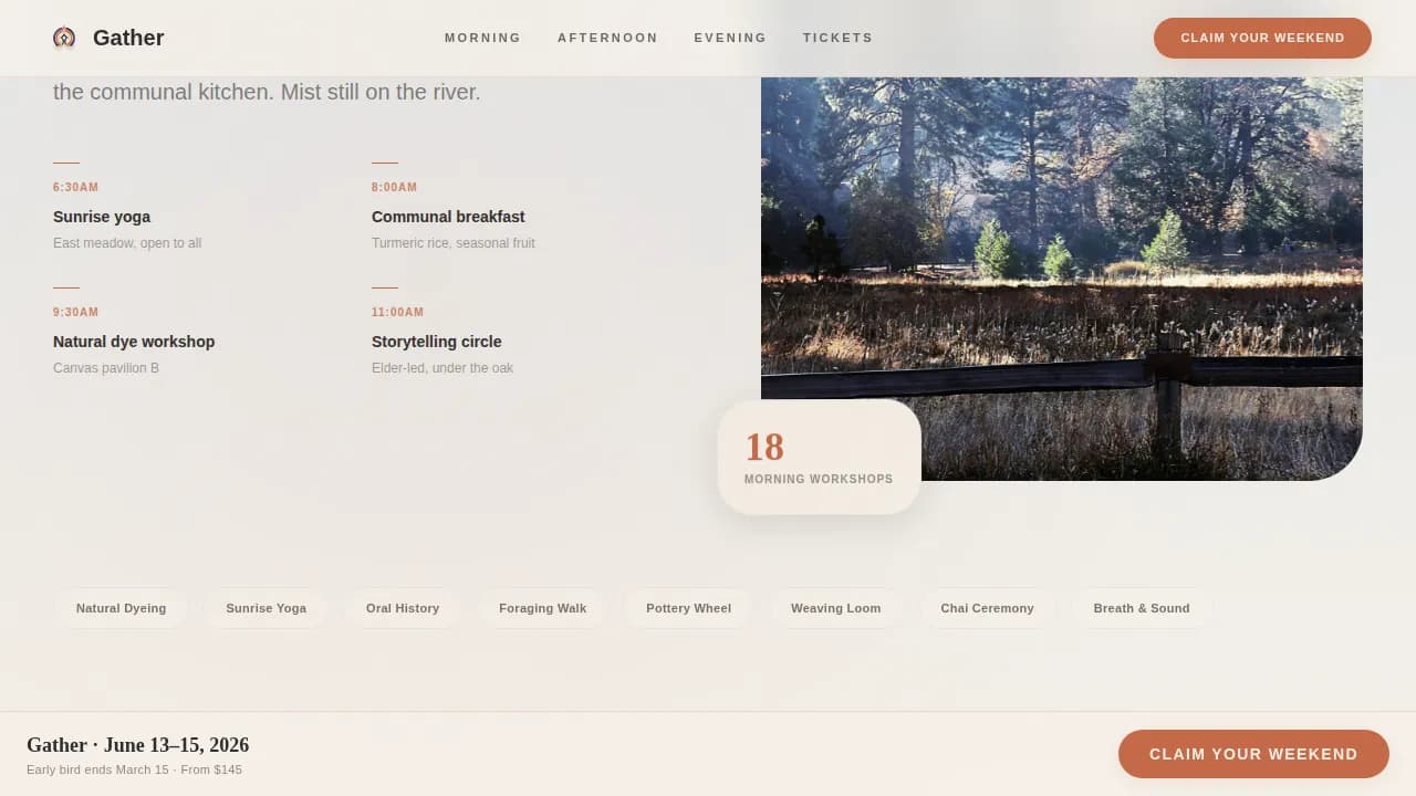 Gather - Immersive Heritage Festival Landing Page Template