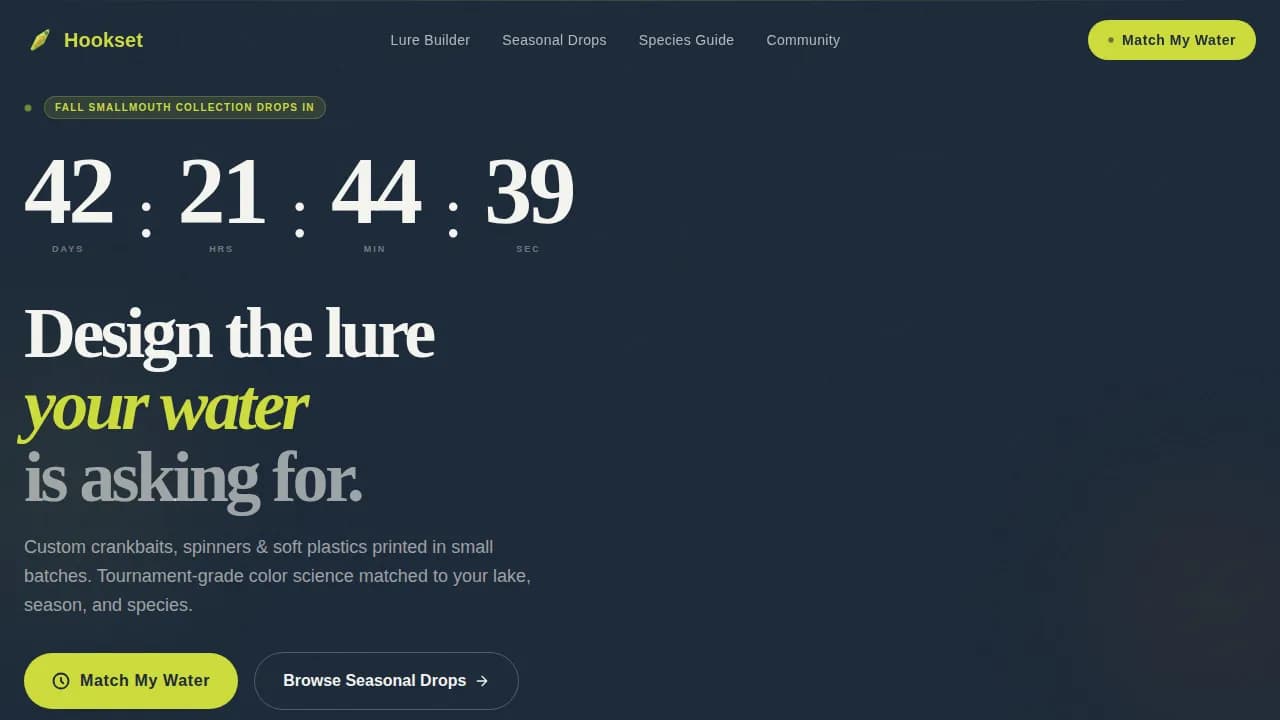 Lure — Bespoke Fishing Gear eCommerce Landing Page Template