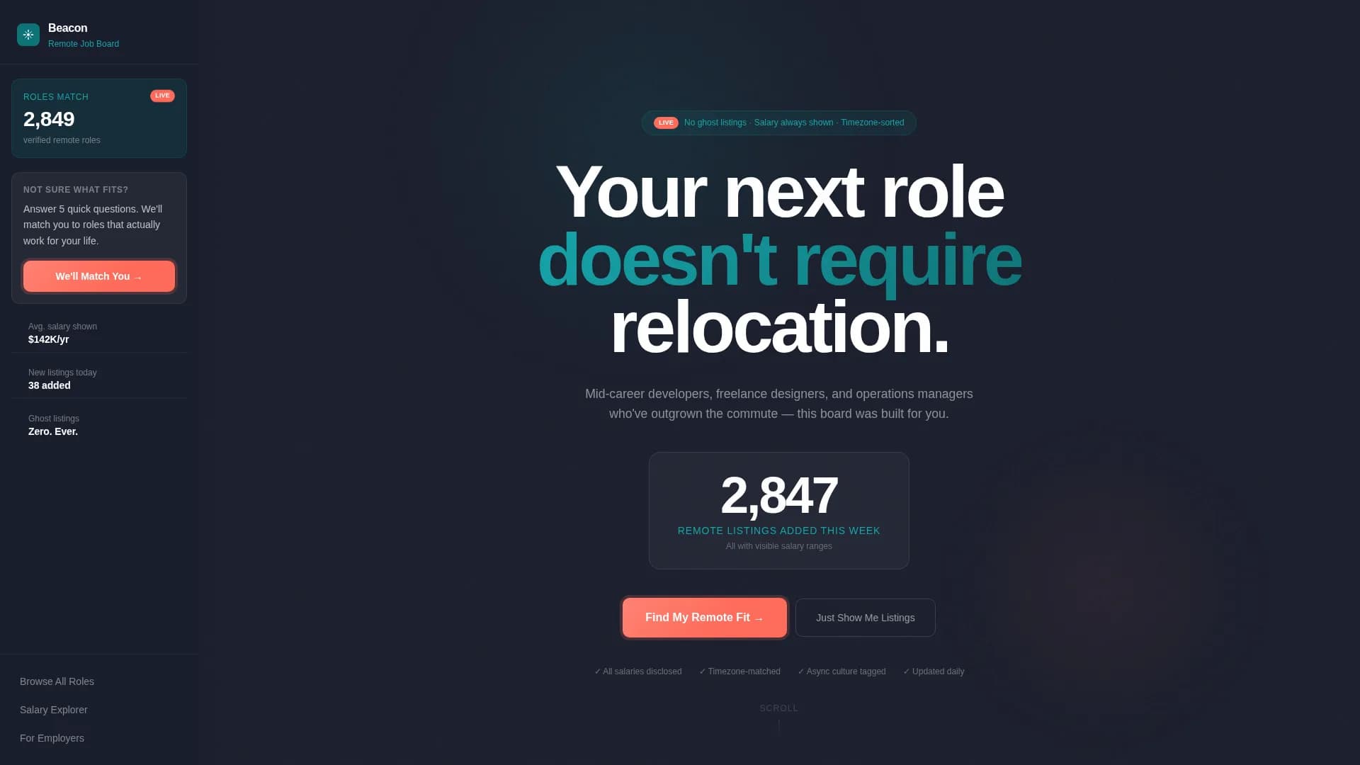 Beacon - Remote Job Discovery Landing Page Template