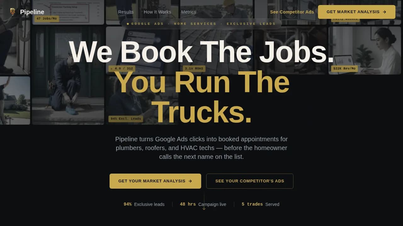 Pipeline - Booked Jobs Home Services PPC Agency Landing Page Template
