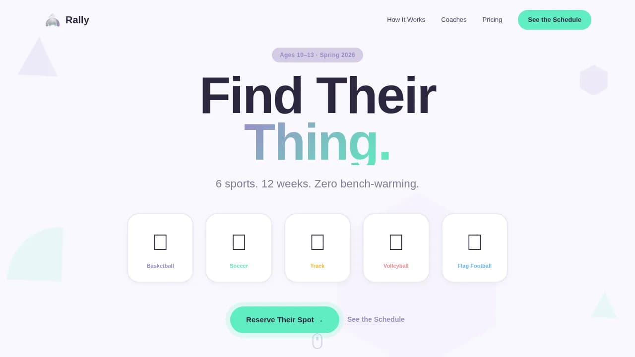 Tween (10-13) Products & Booking Website Template
