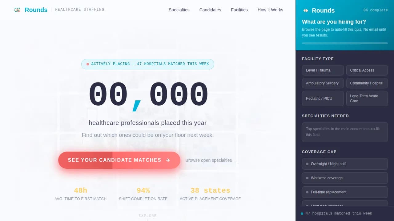 Staff — Premium Healthcare Staffing Landing Page Template