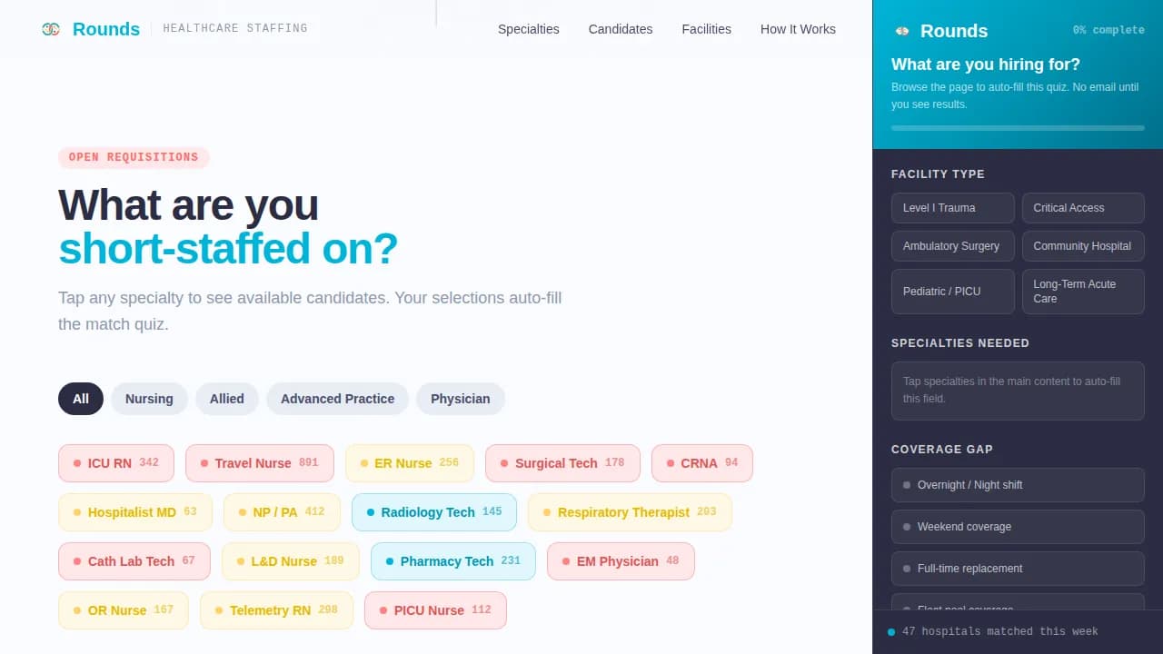 Staff — Premium Healthcare Staffing Landing Page Template