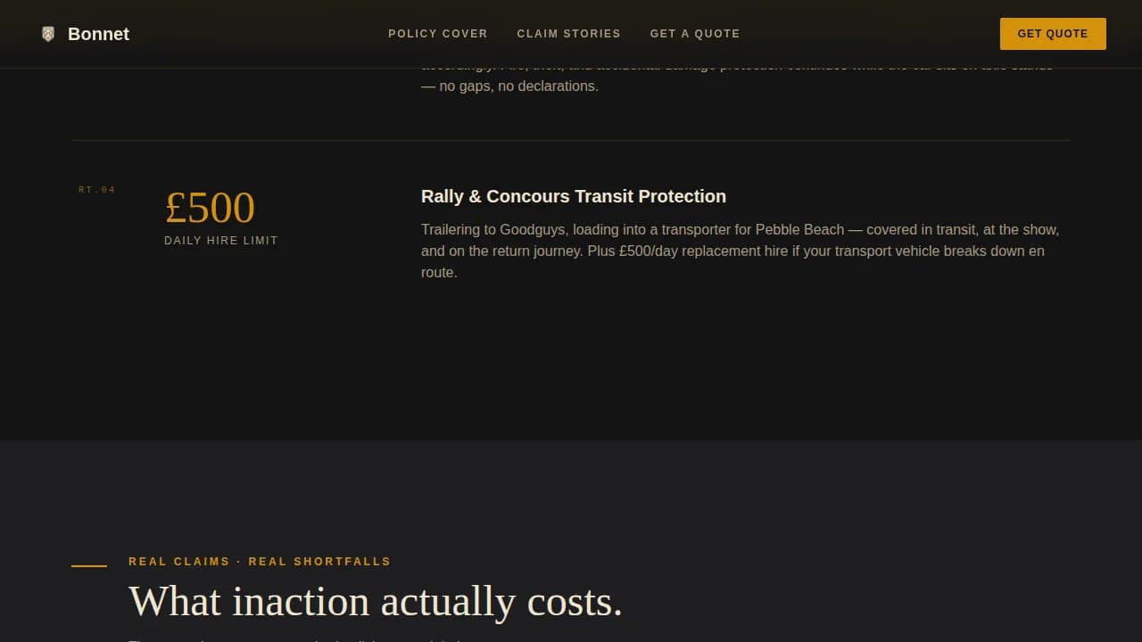 Prestige — Classic Car Insurance Landing Page Template