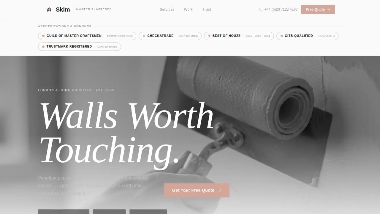 Finish — Master Plaster Contractor Landing Page Template