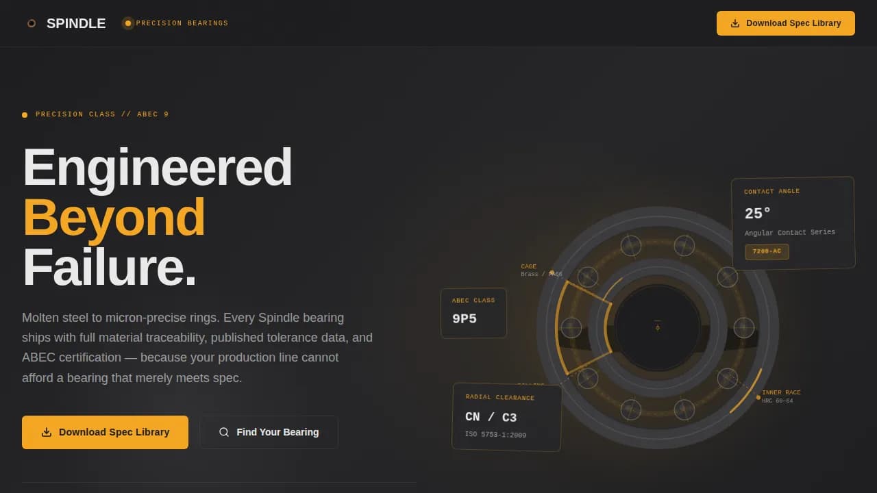 Precision — Advanced Bearing Engineering Landing Page Template