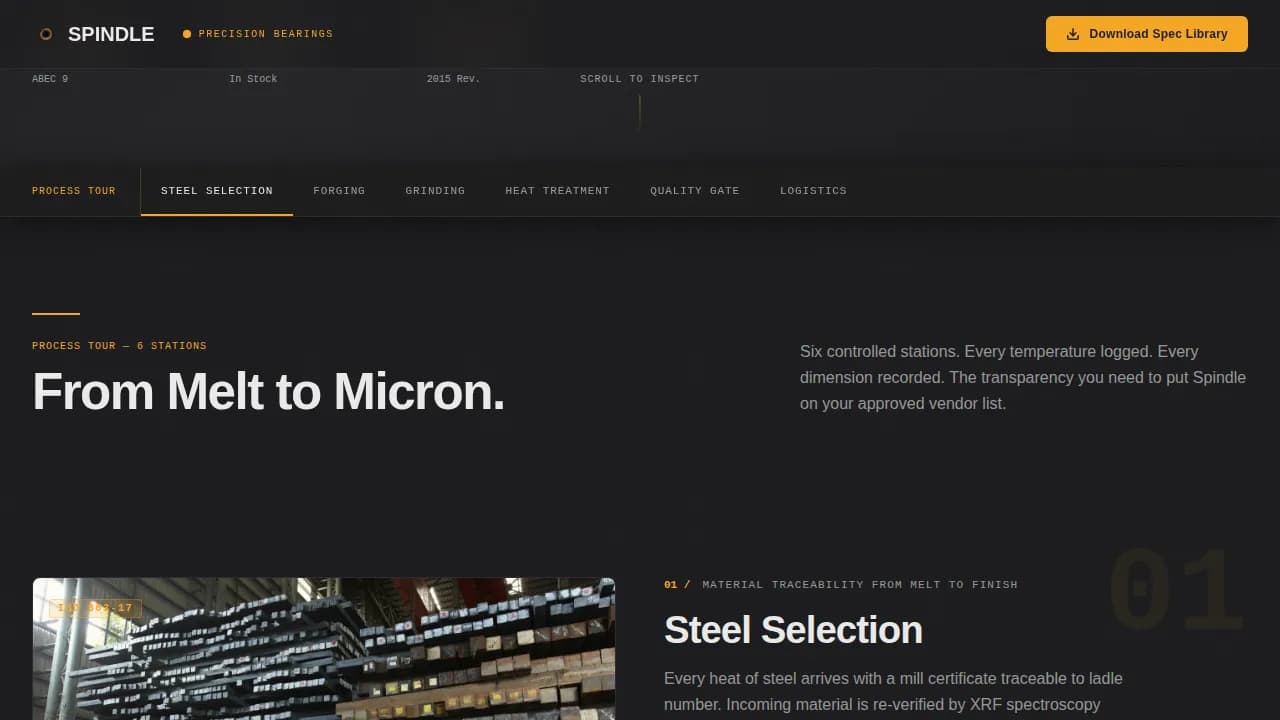 Precision — Advanced Bearing Engineering Landing Page Template