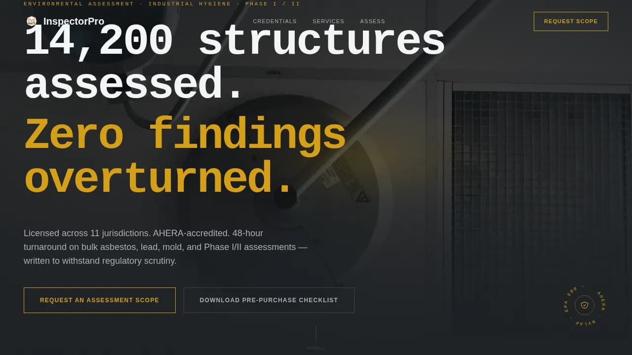 Audit — Intelligent Environmental Assessment Landing Page Template