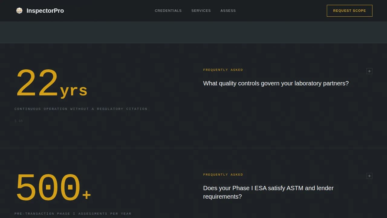 Audit — Intelligent Environmental Assessment Landing Page Template