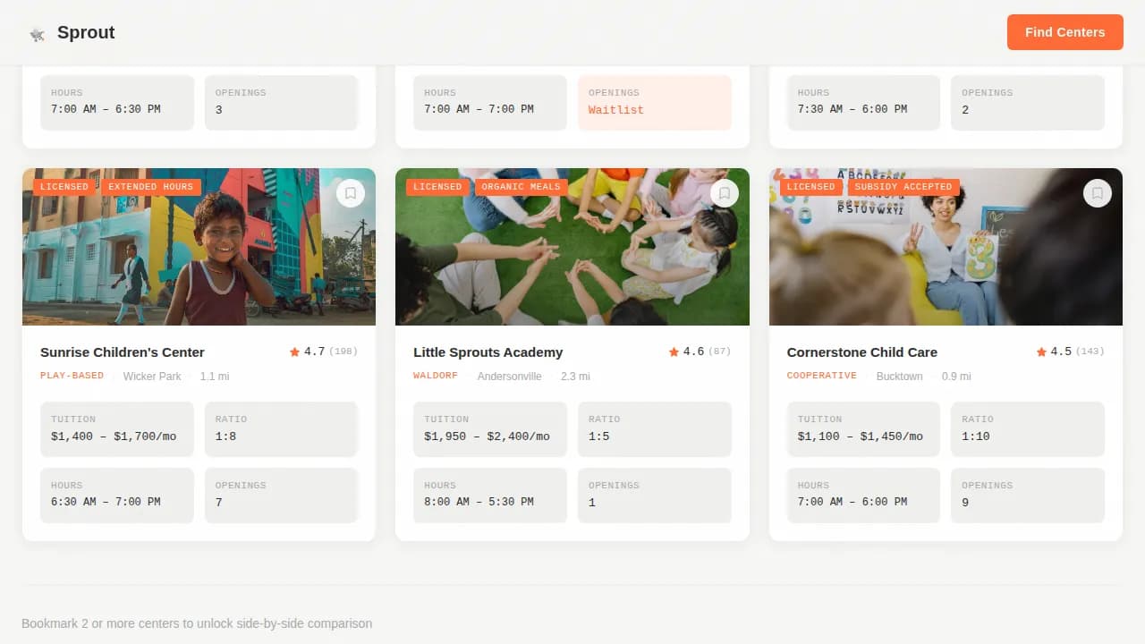 Sprout — Reliable Childcare Marketplace Landing Page Template