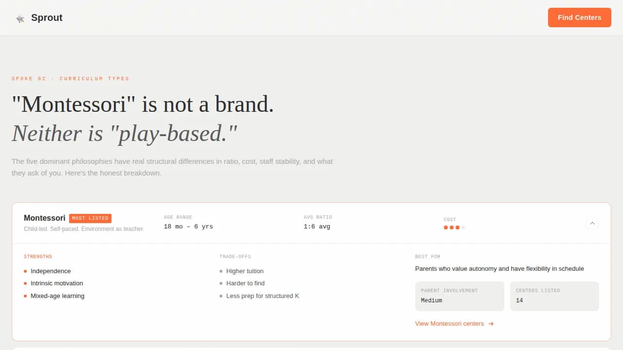 Sprout — Reliable Childcare Marketplace Landing Page Template