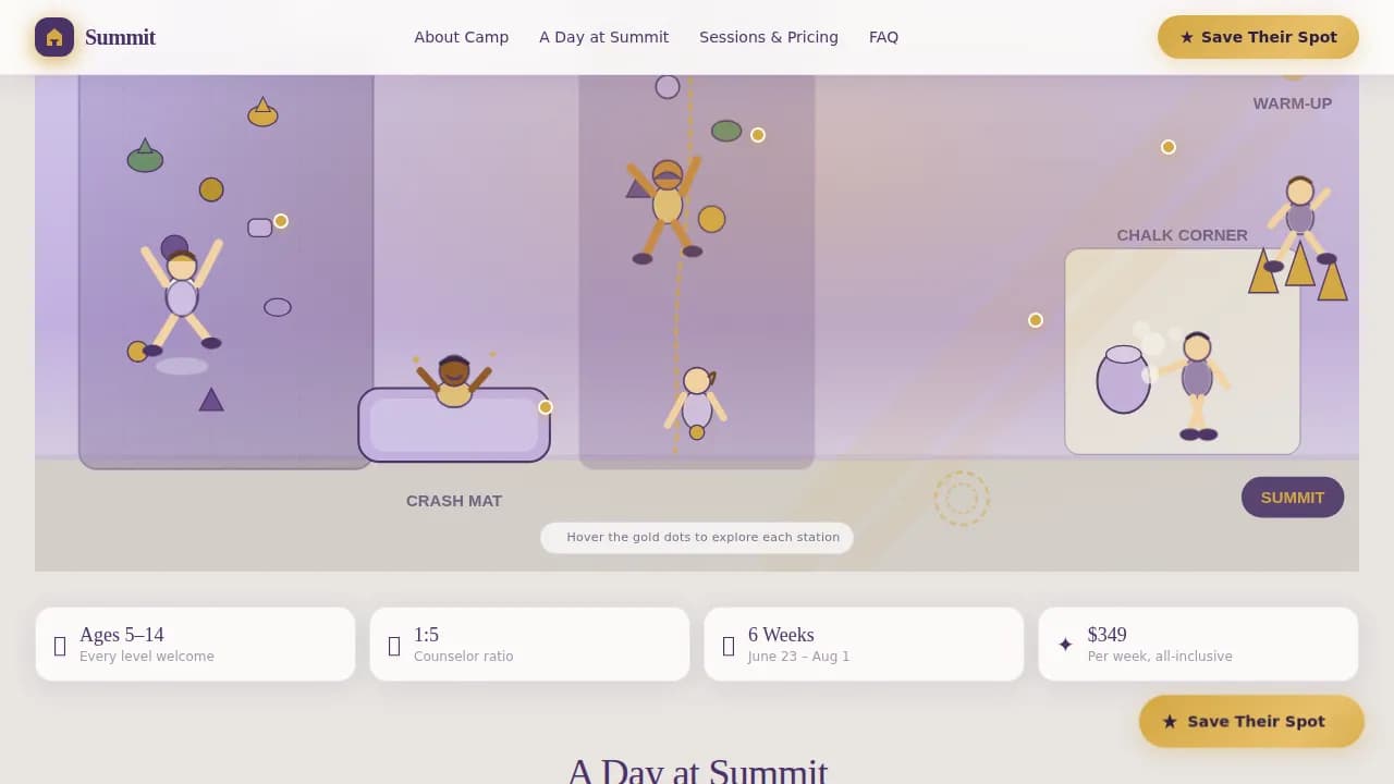 Peakadventure — Youth Climbing Camp Landing Page Template