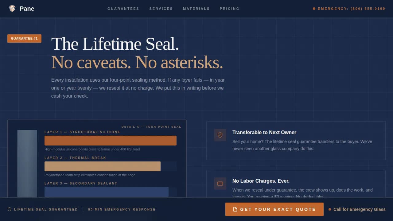 Glass Products & Booking Website Template