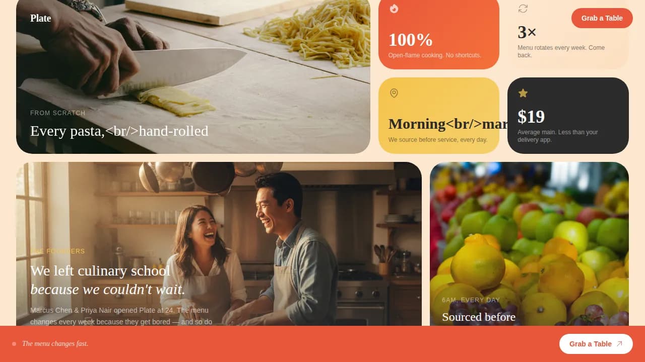 Flavour — Youth Restaurant Showcase Landing Page Template