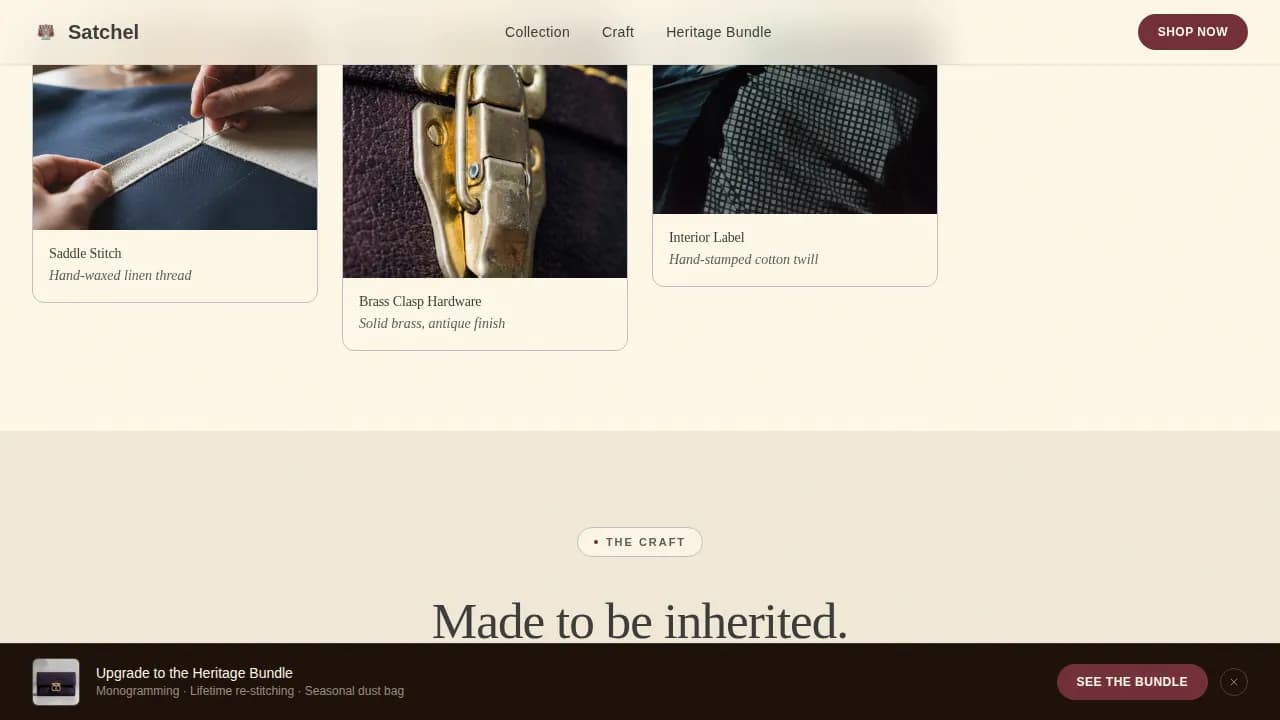 Satchel — Bold Cottagecore Landing Page Template